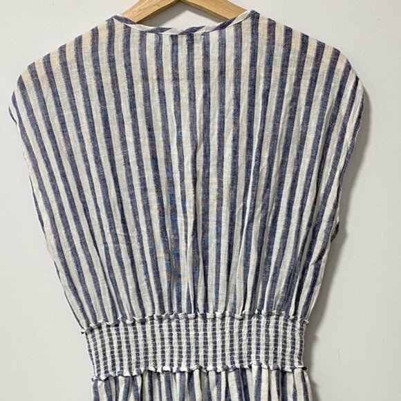 Rails Ashlyn Rio Stripe Top White with Blue Lines Size S — Linen Blend - Picture 5 of 9